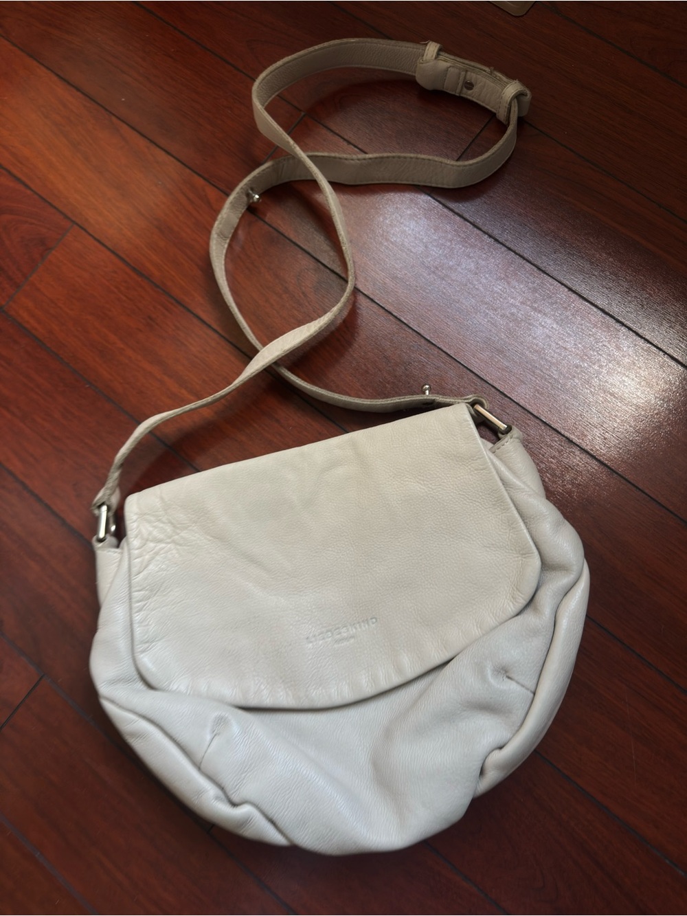 Liebeskind Pebbled Leather Crossbody in Light Beige